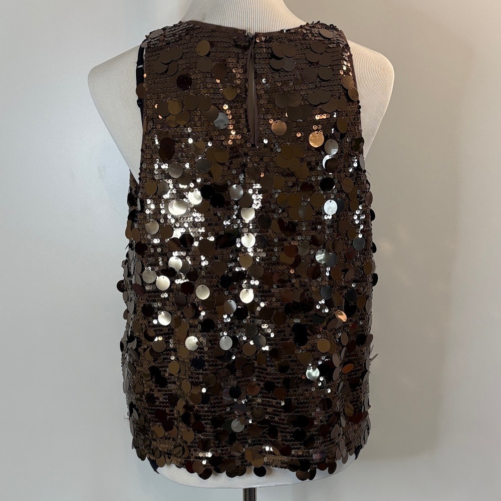 Sequin Shell Tank Top - Brown | M | Fully Lined - Picture 4 of 8